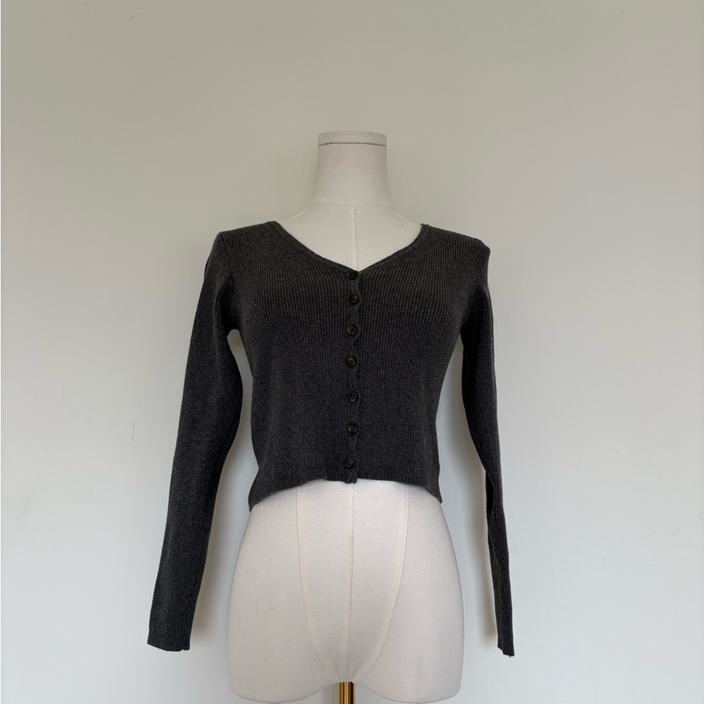 Brandy Melville Charcoal Button-Up Cardigan